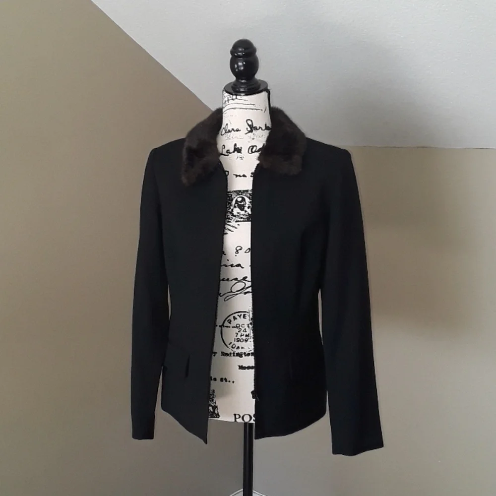 Jones New York Faux Fur Wool Blazer